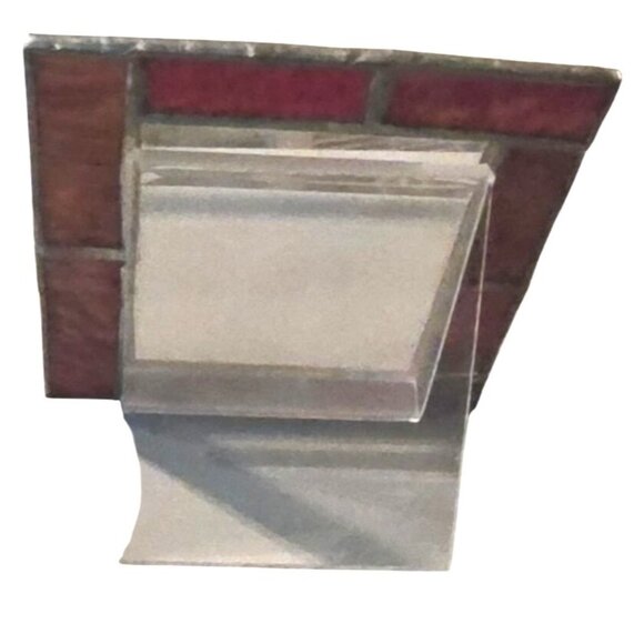 Vintage Photo Frame Stained Glass Handmade Red Panels & Silver Solder 3"x4" - Picture 2 of 5